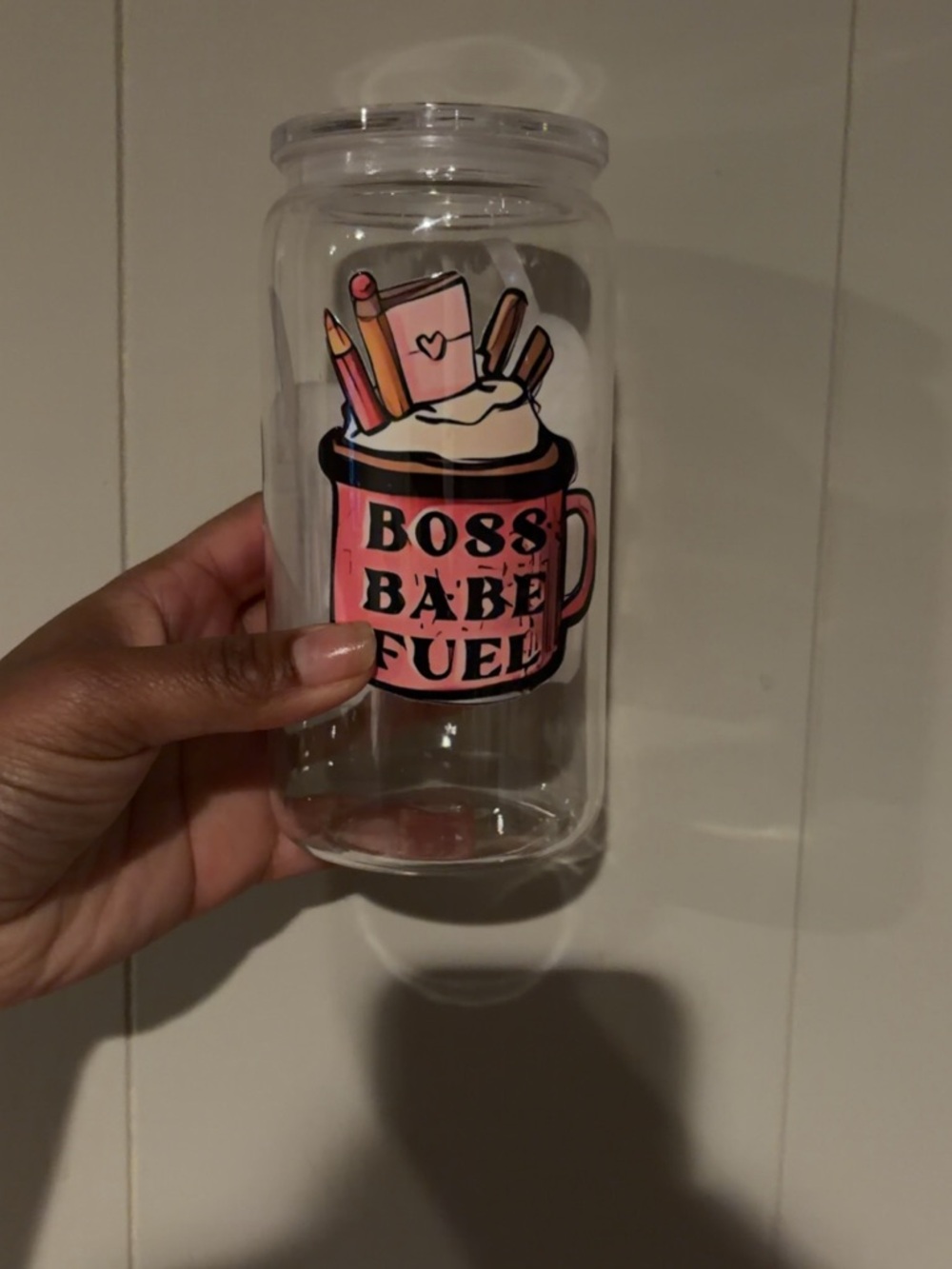 Boss Babe Fuel Pink Glass Body Cup - Women Bath & Body Accessory